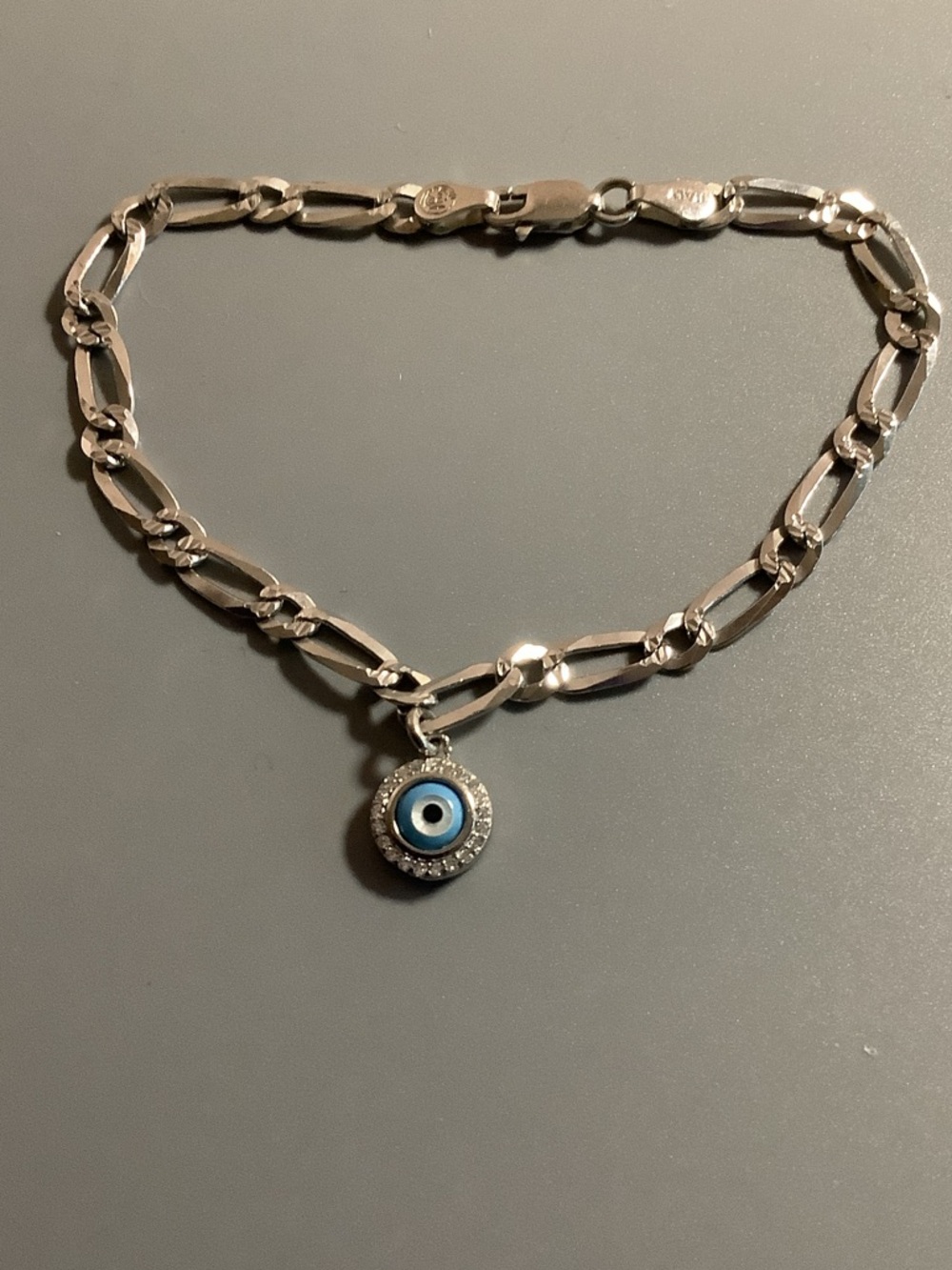Evil Eye Pendant Bracelet- Sterling Silver with Blue Charm